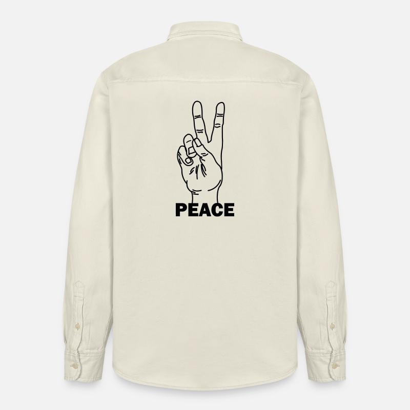 Handgeste Frieden mit Friedenstext - Relaxed Fit Unisex Organic Hemd von Stanley/Stella - Natur