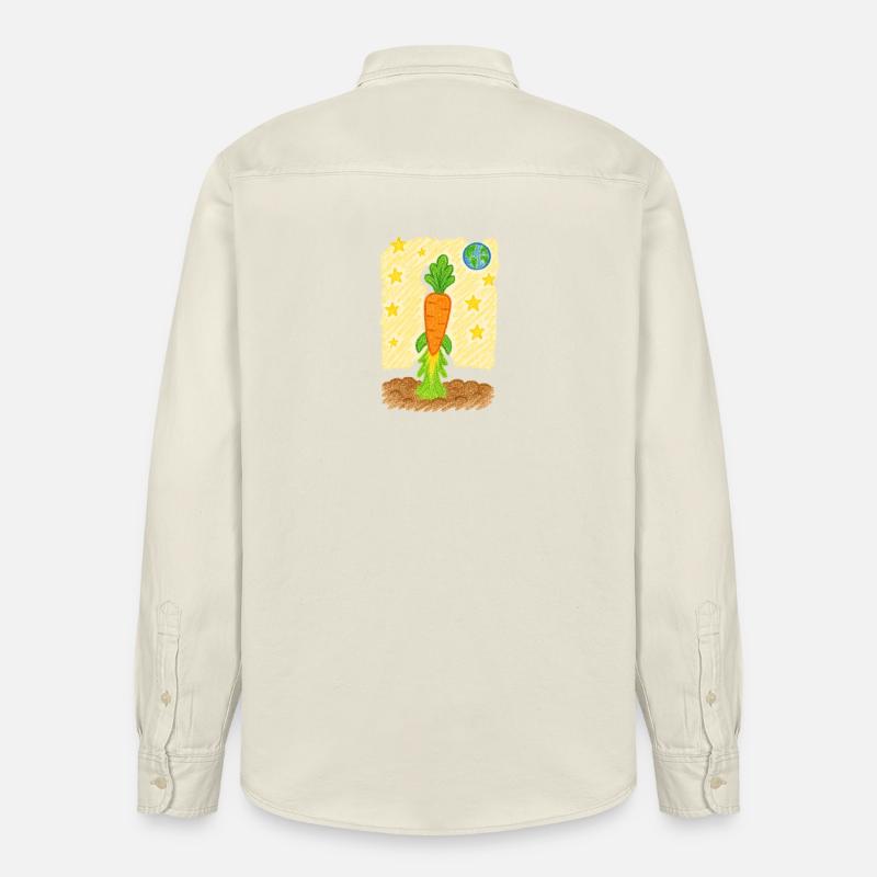 Fusée de carottes vers la planète Terre - Chemise unisexe coupe décontractée bio Stanley/Stella - écru doux