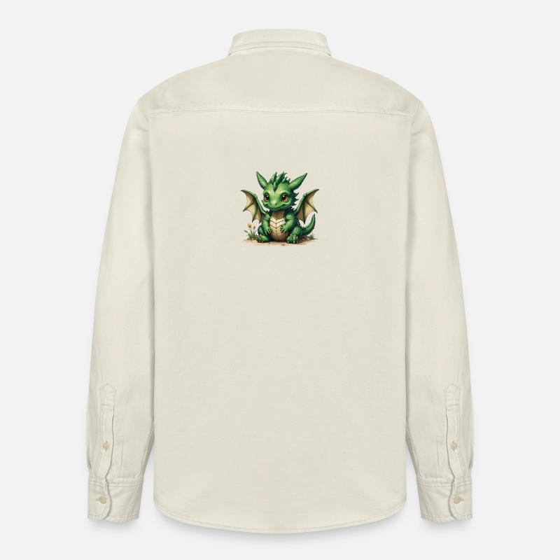 Petit Dragon Vert - Chemise unisexe coupe décontractée bio Stanley/Stella - écru doux