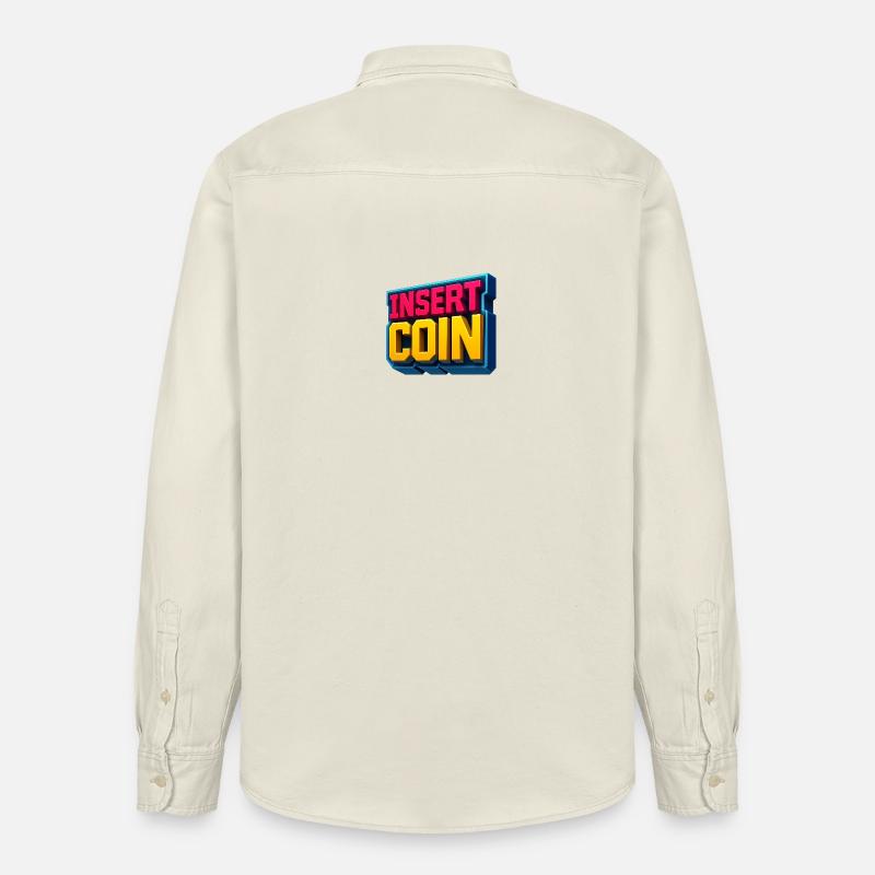 Conception de jeu rétro néon - Chemise unisexe coupe décontractée bio Stanley/Stella - écru doux
