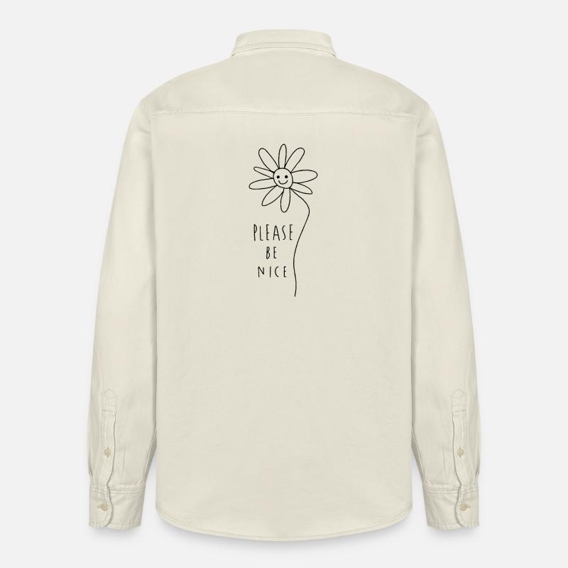 Please be nice – Friendly Minimal Statement - Relaxed Fit Unisex Organic Shirt by Stanley/Stella - soft Ecru