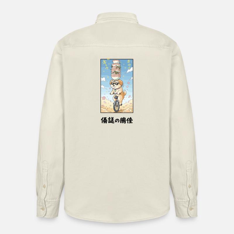 Noodle Stack Pup sur monocycle - Chemise unisexe coupe décontractée bio Stanley/Stella - écru doux