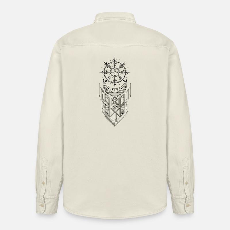 Vegvisir Runes Compass - Vikings Celtes germanique - Chemise unisexe coupe décontractée bio Stanley/Stella - écru doux