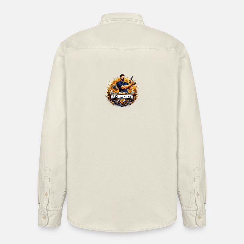 Handwerker Logo – Comic Style mit Bohrer - Relaxed Fit Unisex Organic Hemd von Stanley/Stella - Natur