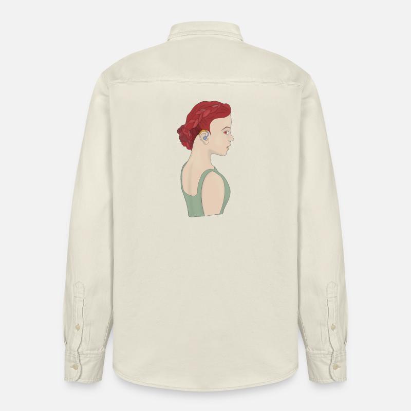 Fille utilisant une aide auditive - Chemise unisexe coupe décontractée bio Stanley/Stella - écru doux