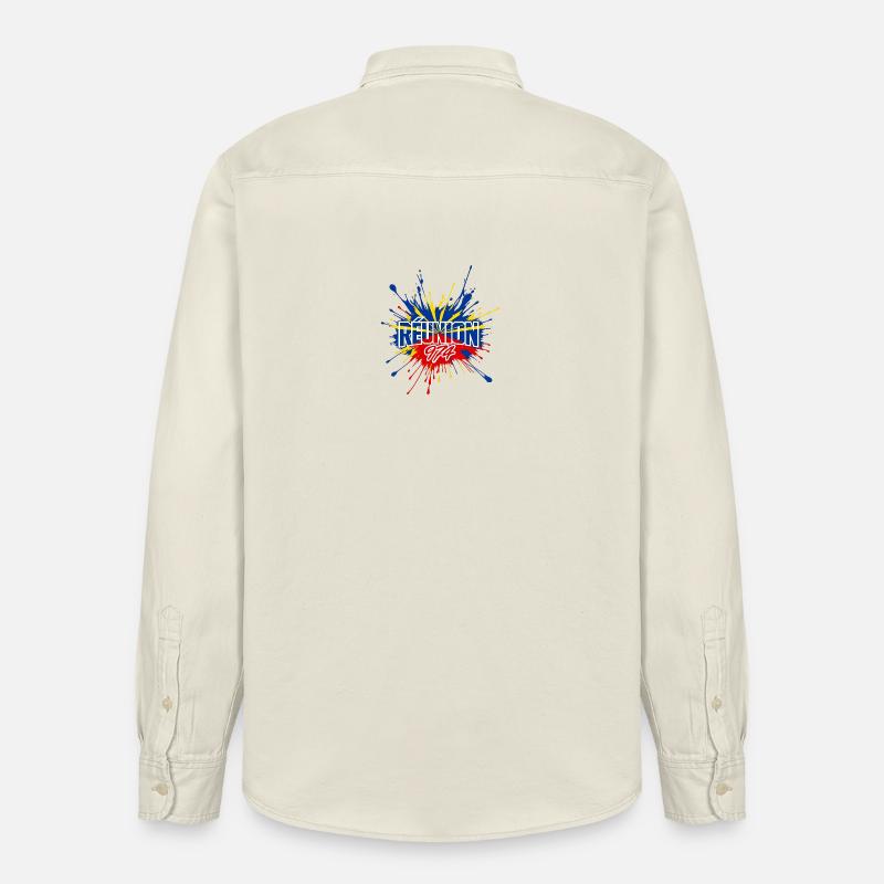 Splash Drapeau Réunion 974 - Chemise unisexe coupe décontractée bio Stanley/Stella - écru doux