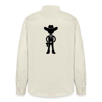 Cowboy - Relaxed Fit Unisex Organic Hemd von Stanley/Stella - Natur - Hinten - AI Model Male 178 light (178cm)
