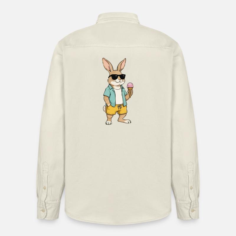 Sonnen Hase mit Eis am Strand - Relaxed Fit Unisex Organic Hemd von Stanley/Stella - Natur