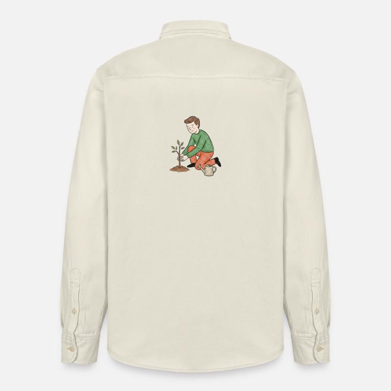 Junger Gärtner pflanzt einen Trieb - Relaxed Fit Unisex Organic Hemd von Stanley/Stella - Natur