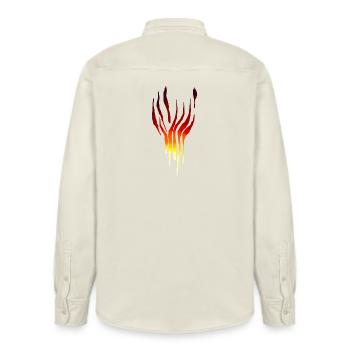 Flames Tribal - Relaxed Fit Unisex Organic Shirt by Stanley/Stella - soft Ecru - Back - AI Model Male 178 light (178cm)