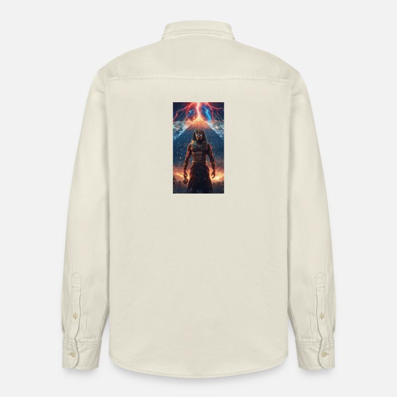 Pharaon du Tonnerre devant la pyramide - Chemise unisexe coupe décontractée bio Stanley/Stella - écru doux