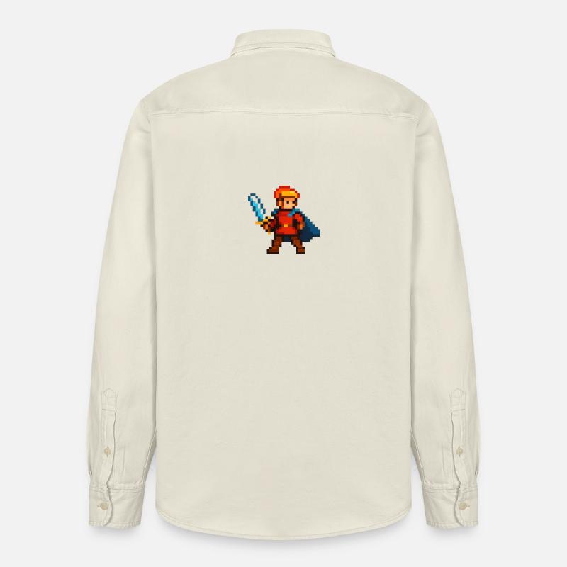 Chevalier Pixel avec épée et cape - Chemise unisexe coupe décontractée bio Stanley/Stella - écru doux