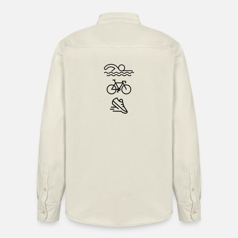 Triathlon - natation, cyclisme, course à pied ! - Chemise unisexe coupe décontractée bio Stanley/Stella - écru doux