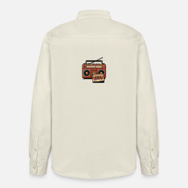 radiocassette rétro - Chemise unisexe coupe décontractée bio Stanley/Stella - écru doux