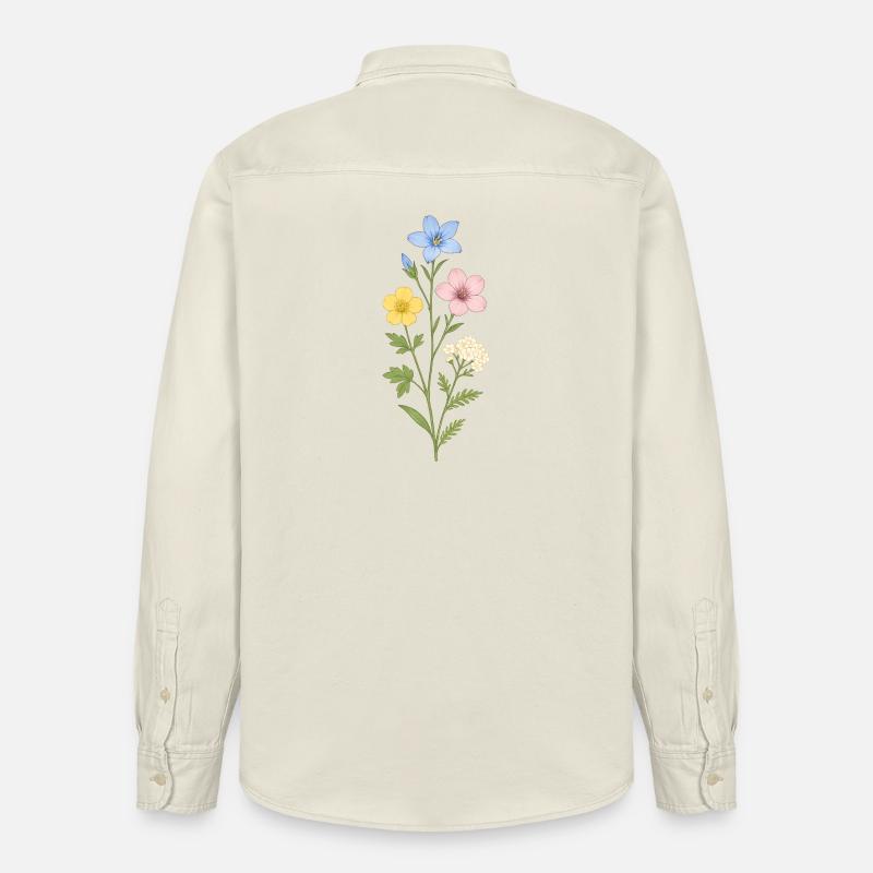 Trio aquarelle de fleurs sauvages - Chemise unisexe coupe décontractée bio Stanley/Stella - écru doux