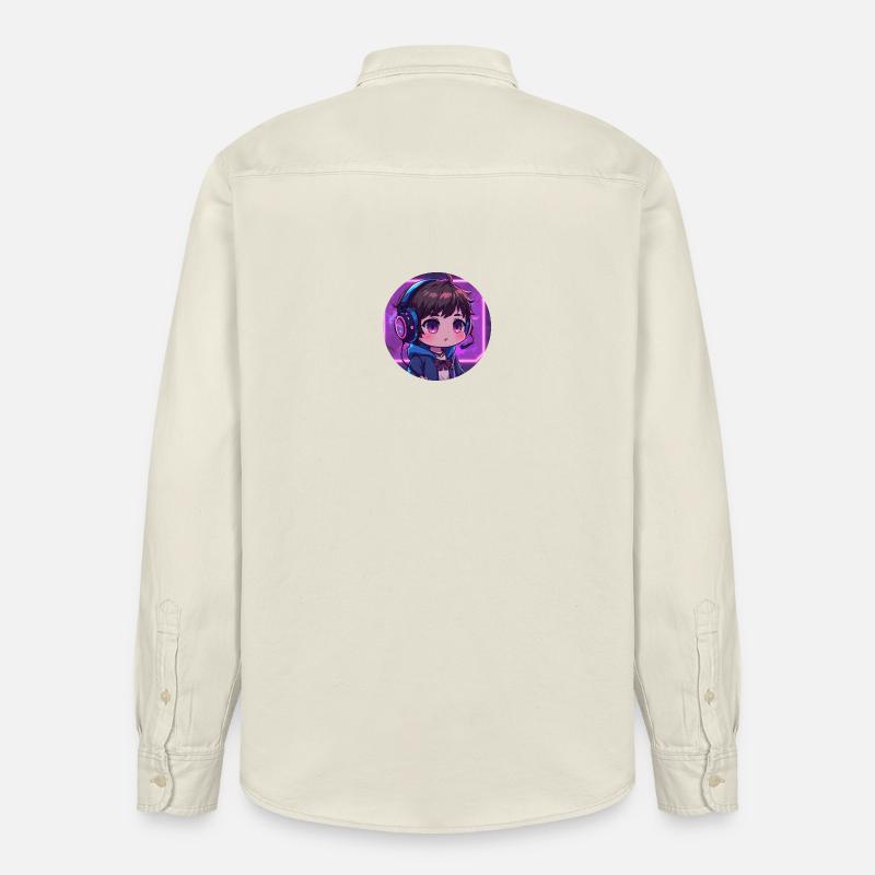 Chibi de jeu Neon avec casque - Chemise unisexe coupe décontractée bio Stanley/Stella - écru doux