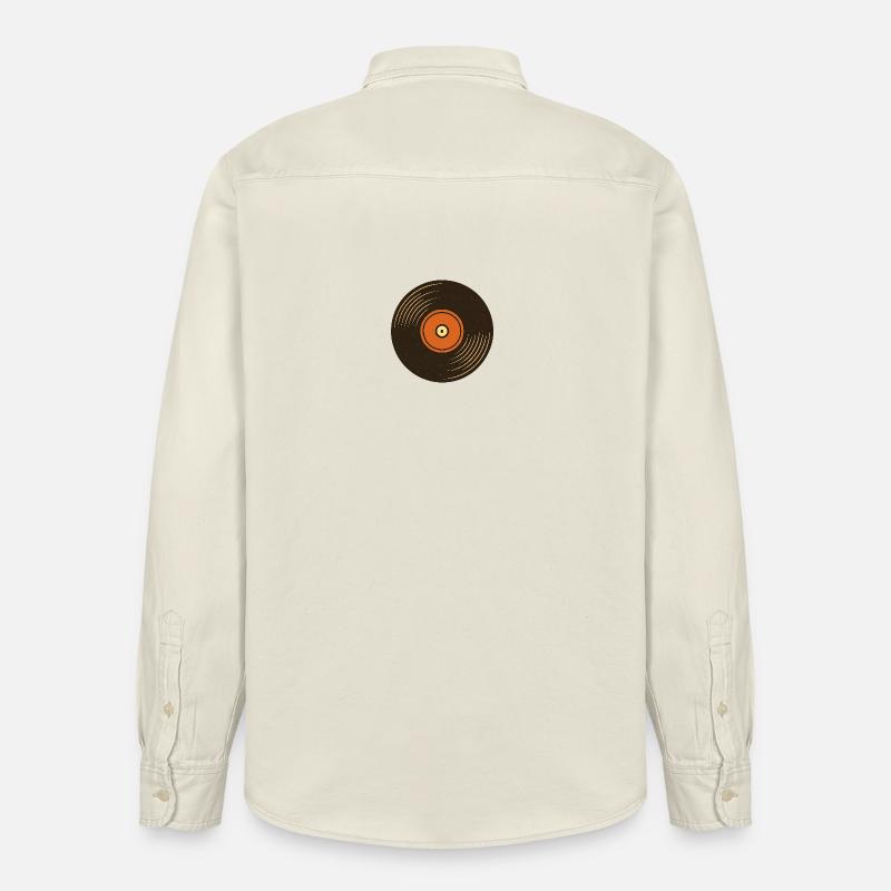 Retro Turntable Design - Relaxed Fit Unisex Organic Shirt by Stanley/Stella - soft Ecru