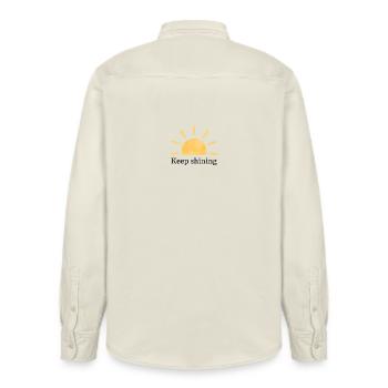 Keep Shining – Sun – Minimalist - Relaxed Fit Unisex Organic Shirt by Stanley/Stella - soft Ecru - Back - AI Model Male 178 light (178cm)
