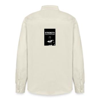 Strength in silence - Relaxed Fit Unisex Organic Shirt by Stanley/Stella - soft Ecru - Back - AI Model Male 178 light (178cm)