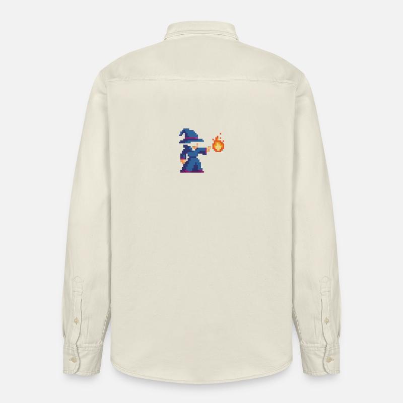 Pixel Wizard et Fire - Chemise unisexe coupe décontractée bio Stanley/Stella - écru doux