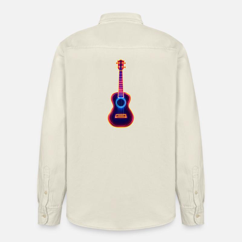 Ukulélé Synthwave rétro - Chemise unisexe coupe décontractée bio Stanley/Stella - écru doux