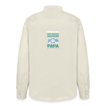australischer shäferhund hunde papa - Relaxed Fit Unisex Organic Hemd von Stanley/Stella - Natur - Hinten - AI Model Male 178 light (178cm)