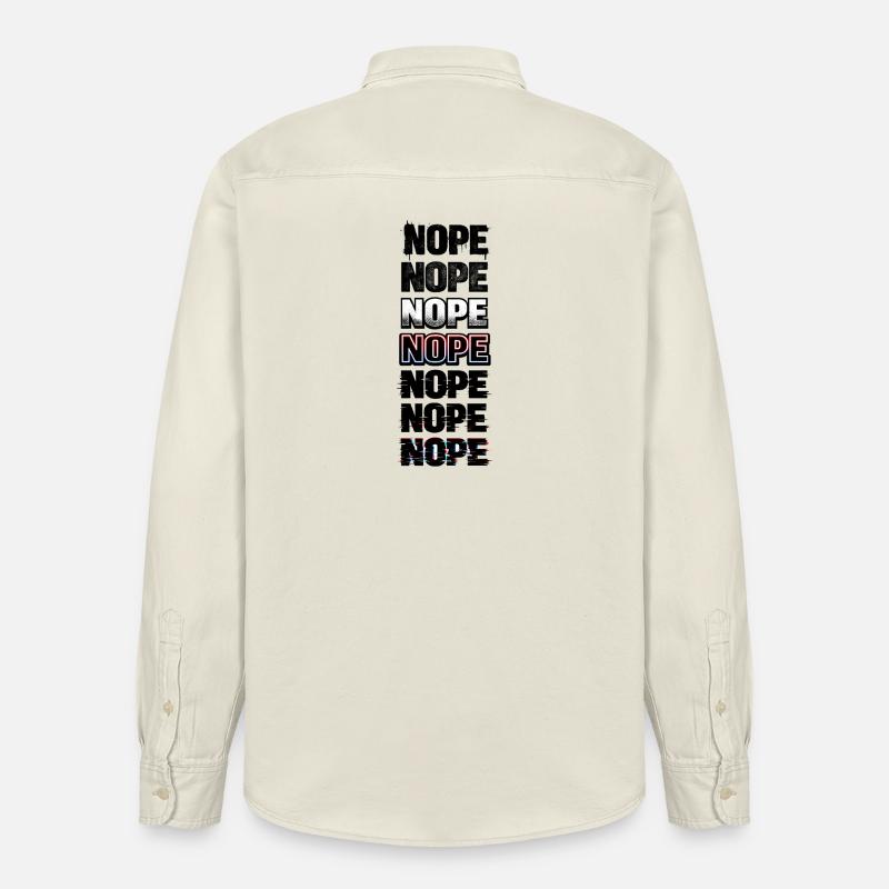 Nein, Neon-Glitch-Textstack - Relaxed Fit Unisex Organic Hemd von Stanley/Stella - Natur