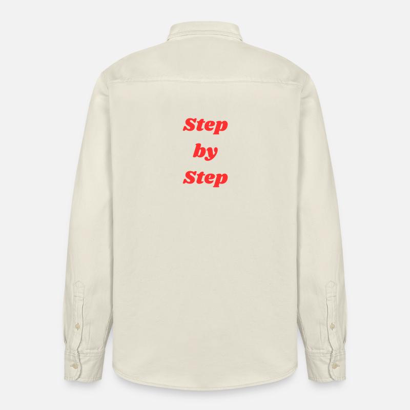 Step by step typography - Relaxed Fit Unisex Organic Shirt by Stanley/Stella - soft Ecru