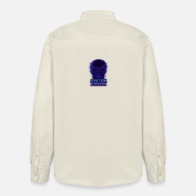 Neon Glitch Schädel mit Systemfehlertext - Relaxed Fit Unisex Organic Hemd von Stanley/Stella - Natur