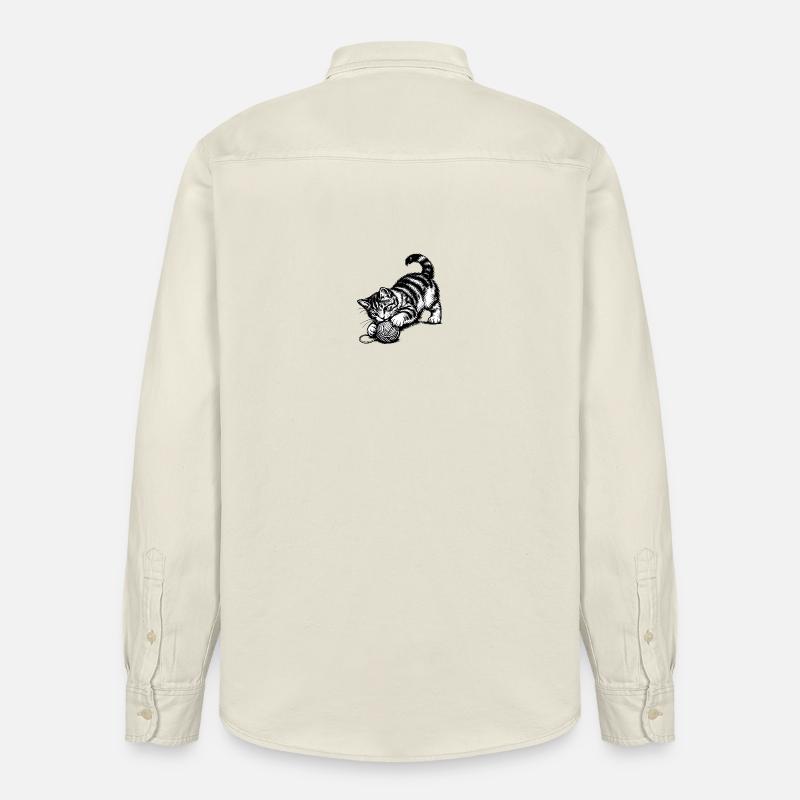 Verspieltes Kätzchen und Garn - Relaxed Fit Unisex Organic Hemd von Stanley/Stella - Natur