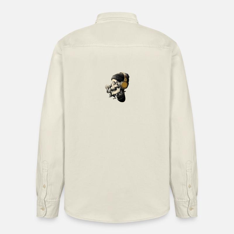Kopfhörer-Skull mit Blume - Relaxed Fit Unisex Organic Hemd von Stanley/Stella - Natur