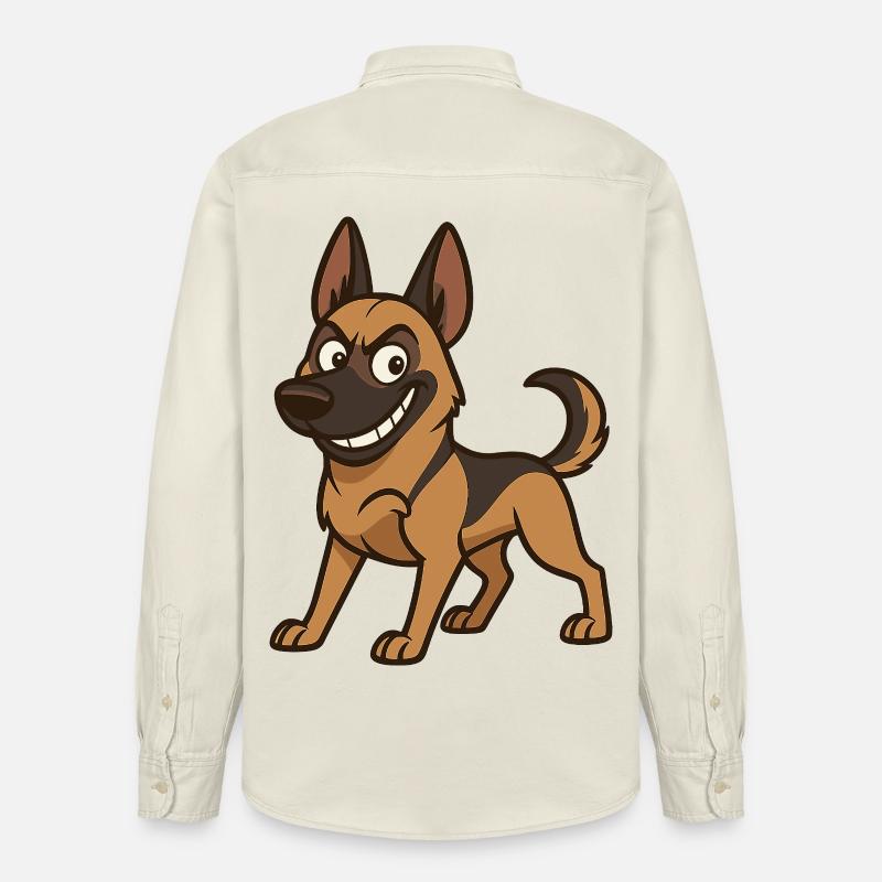 Chien de bande dessinée Malinois coquin - Chemise unisexe coupe décontractée bio Stanley/Stella - écru doux