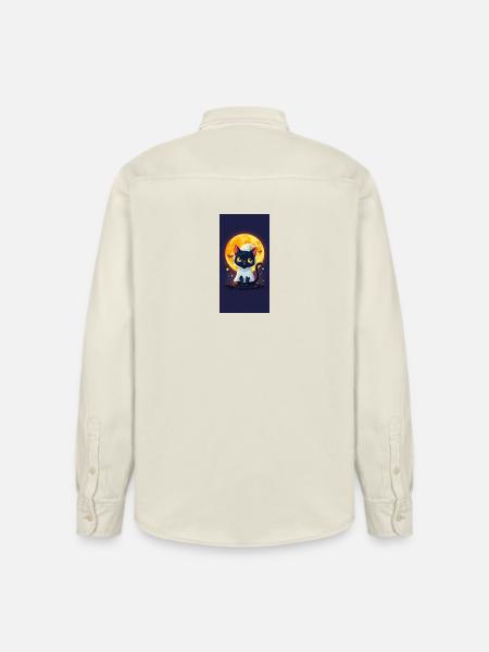 Moonlight Cat in Ghost Cloak - Relaxed Fit Unisex Organic Shirt by Stanley/Stella - soft Ecru