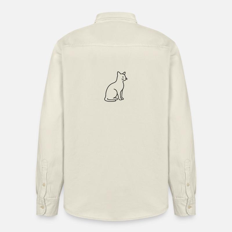 Silhouette de chat en trait - Chemise unisexe coupe décontractée bio Stanley/Stella - écru doux