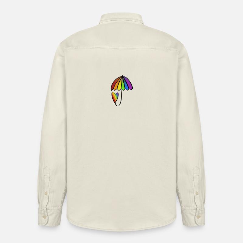 Regenbogen Herz mit Schirm - Relaxed Fit Unisex Organic Hemd von Stanley/Stella - Natur
