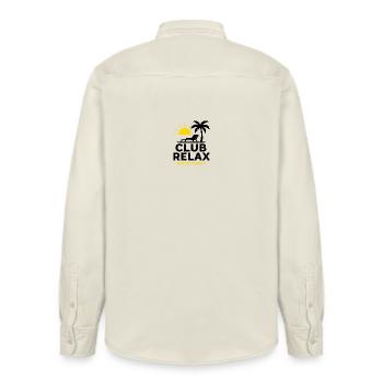Sonnenaufgang mit Motivationsbotschaft - Relaxed Fit Unisex Organic Hemd von Stanley/Stella - Natur - Hinten - AI Model Male 178 light (178cm)