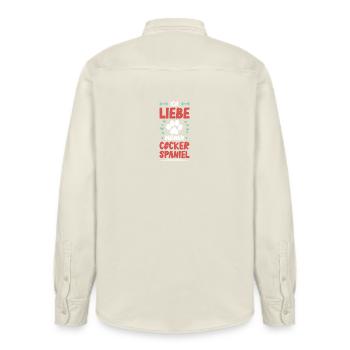 J’adore mon Cocker Spaniel - Chemise unisexe coupe décontractée bio Stanley/Stella - écru doux - Dos - AI Model Male 178 light (178cm)