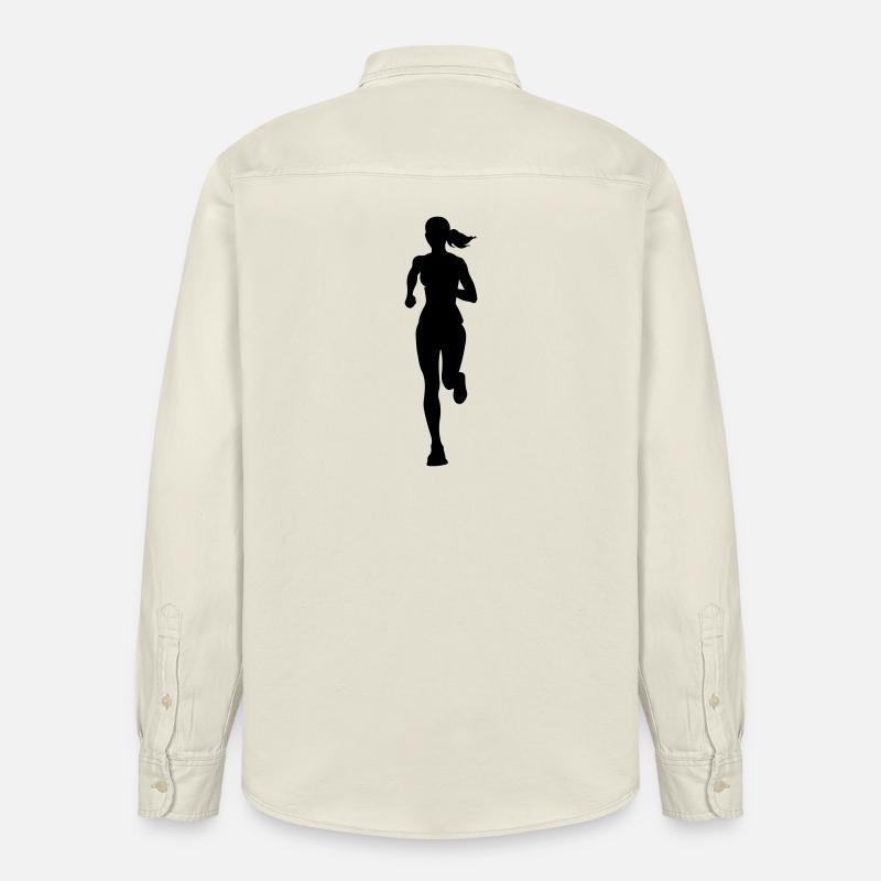 Silhouette de la coureuse marathonienne - Chemise unisexe coupe décontractée bio Stanley/Stella - écru doux