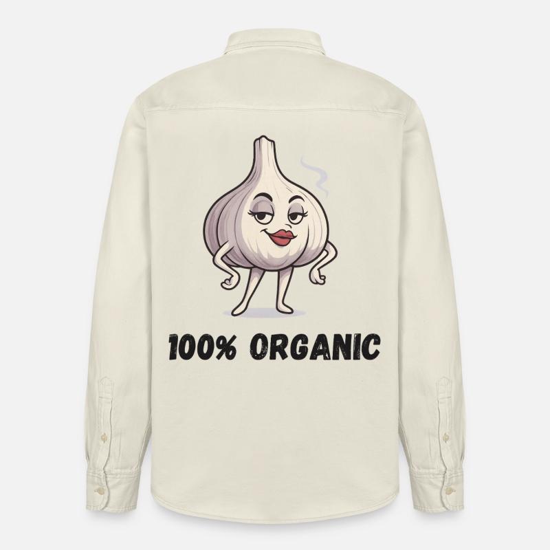 Garlic Diva Pose Ail Végétal Bio - Chemise unisexe coupe décontractée bio Stanley/Stella - écru doux