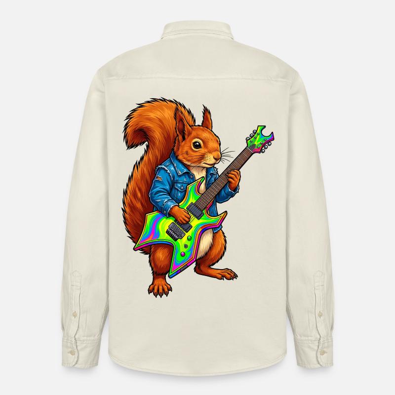 Eichhörnchen mit Jacke und E-Gitarre - Relaxed Fit Unisex Organic Hemd von Stanley/Stella - Natur