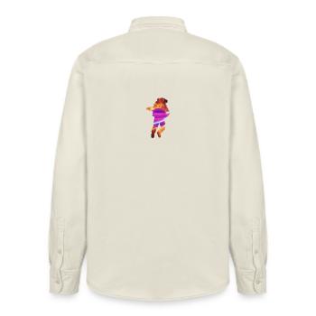 Leap through Neon Nebula - Relaxed Fit Unisex Organic Shirt by Stanley/Stella - soft Ecru - Back - AI Model Male 178 light (178cm)