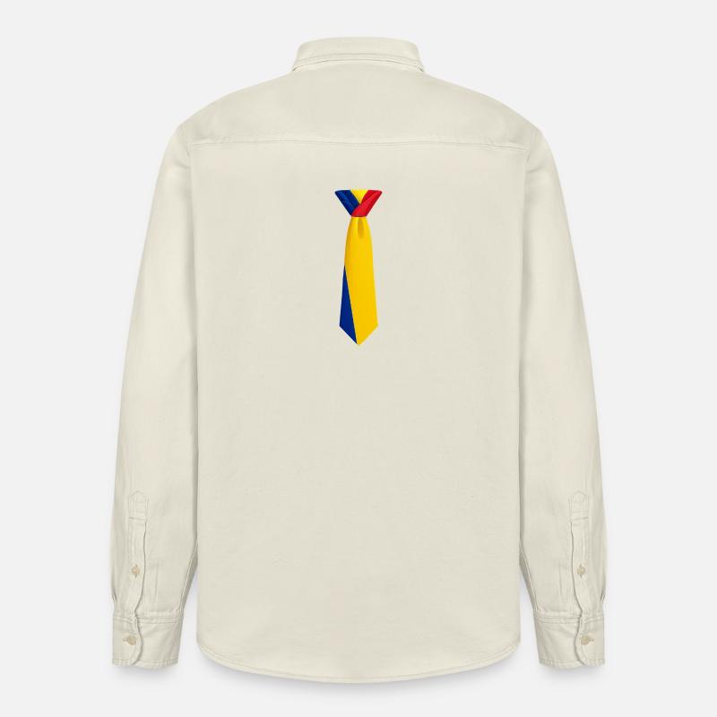 Cravate roumanie – Conception du drapeau - Chemise unisexe coupe décontractée bio Stanley/Stella - écru doux