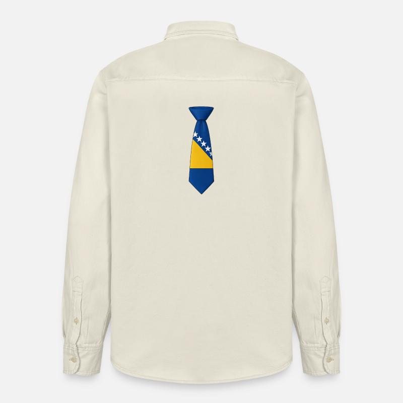 Cravate Bosnie – Conception du drapeau - Chemise unisexe coupe décontractée bio Stanley/Stella - écru doux