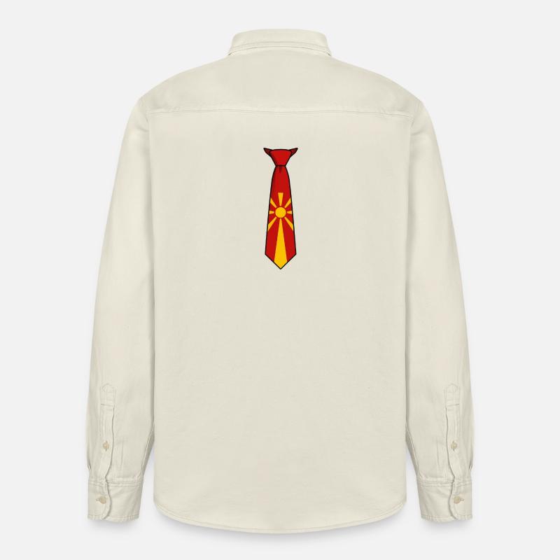 Cravate Macédoine – Conception du drapeau - Chemise unisexe coupe décontractée bio Stanley/Stella - écru doux