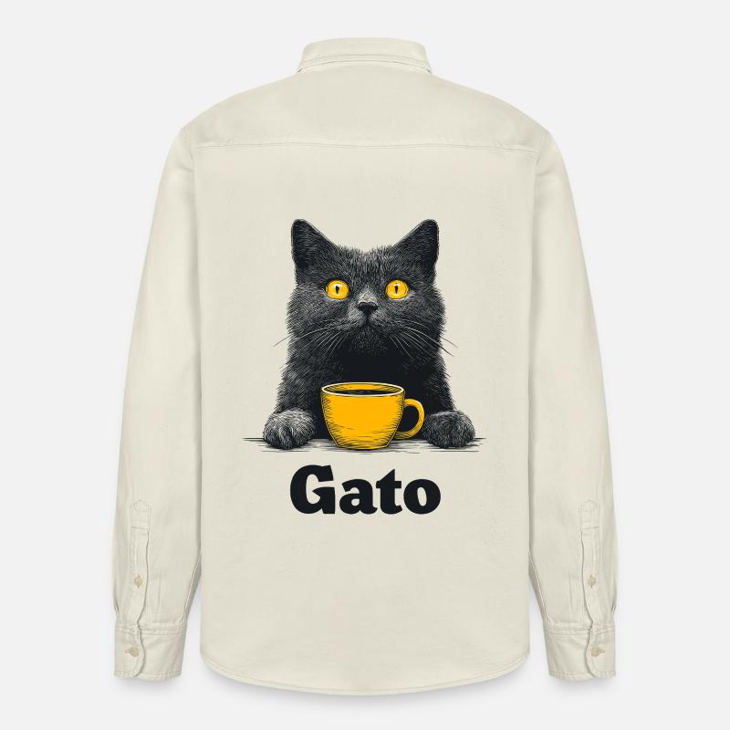 Gato Kaffee Blick Katze - Relaxed Fit Unisex Organic Hemd von Stanley/Stella - Natur