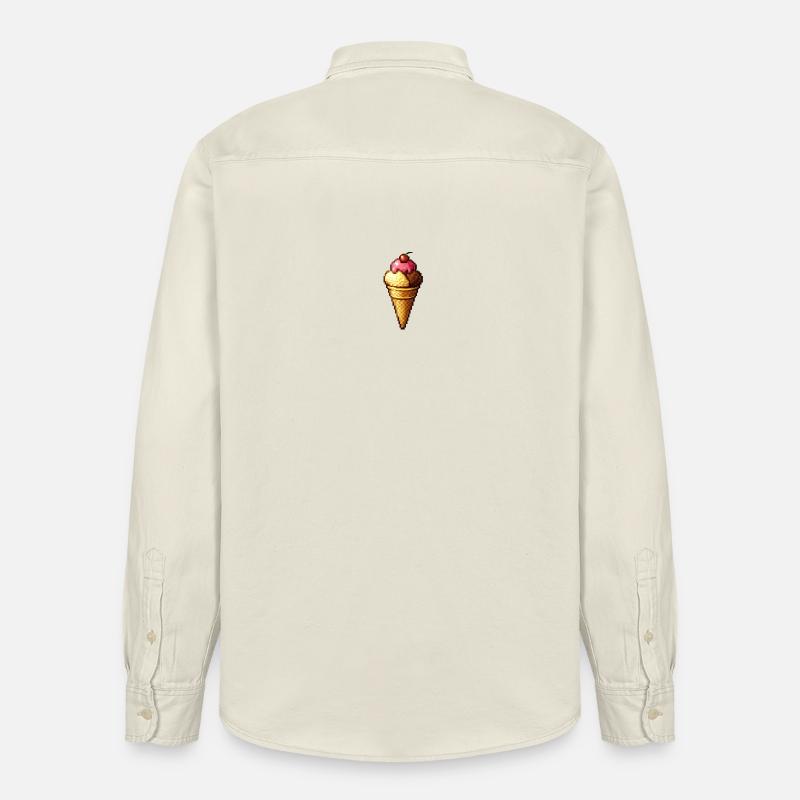 Retro Pixel Eiscreme Cone - Relaxed Fit Unisex Organic Hemd von Stanley/Stella - Natur