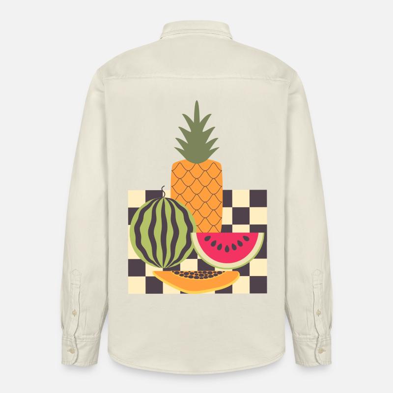 Fruit abstrait et géométrie - Chemise unisexe coupe décontractée bio Stanley/Stella - écru doux