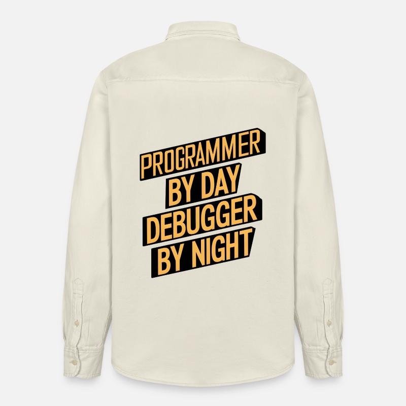 Programmer by Day, Debugger by Night - Relaxed Fit Unisex Organic Shirt by Stanley/Stella - soft Ecru