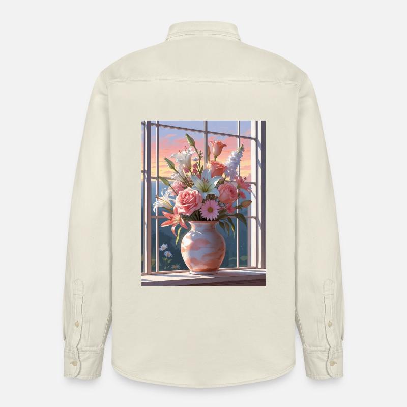 Vases de fleurs au coucher du soleil - Chemise unisexe coupe décontractée bio Stanley/Stella - écru doux