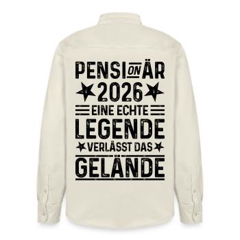 Retraité 2026 : Une légende quitte le site - Chemise unisexe coupe décontractée bio Stanley/Stella - écru doux - Dos - AI Model Male 178 light (178cm)